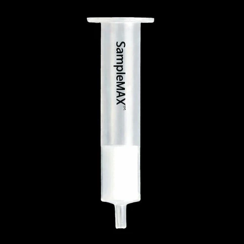SampleMAX C18 endcapped SPE cartridge, 500mg/6mL syringe-style column with white sorbent bed.