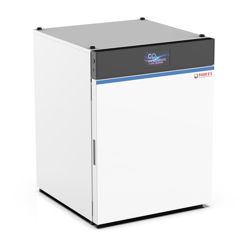 A white 4E's CO2 incubator with a dark control panel and digital display at the top center.