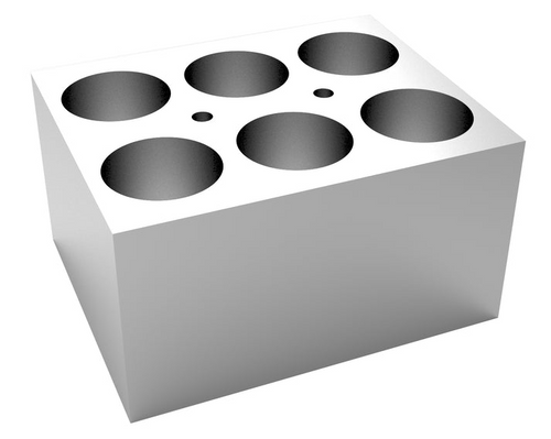 Single Block, Round Tubes,  6x 25mm, Φ26.2mm x 48.4mm - Dry Bath Incubator Blocks and Accessories