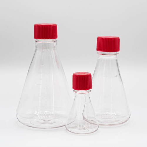 250mL Erlenmeyer Flask, Vent Cap, Flat Bottom, PETG, Sterile, 12 per case