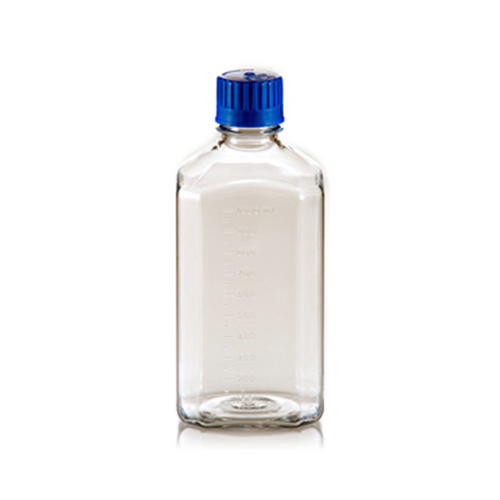 1000ml PETG square media bottle, sterile, 12 bottles per pack