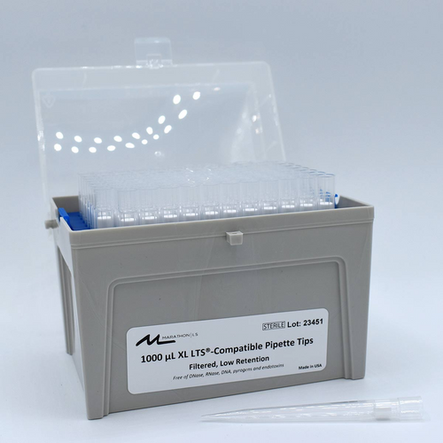 1000 uL XL LTS Compatible Pipette Tips, Filtered, Sterile, Low Retention, 96 tips per rack, 10 racks per pack