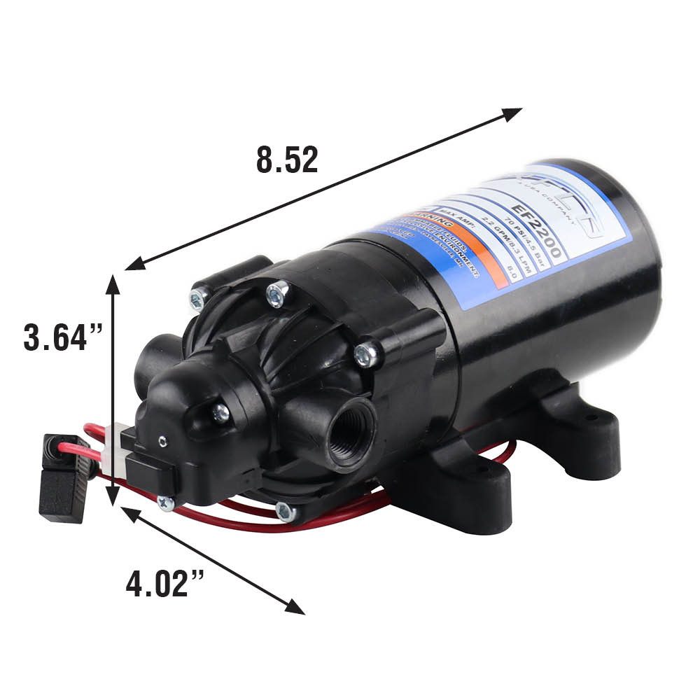 Everflo EF2200 Diaphragm Sprayer Pump - 2.2GPM, 70 PSI Max, 3/8