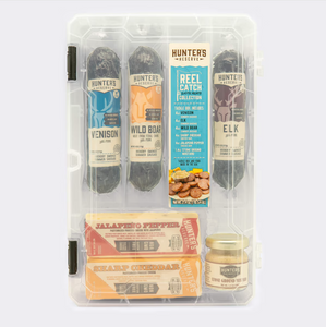 A Reel Catch - Exotic Meat & Cheese Gift Box - Hunter's Reserve A Reel Catch - Exotic Meat & Cheese Gift Box - Hunter's Reserve