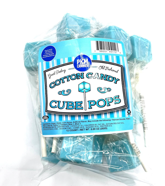 Cotton Candy Cube Pops - 12 Count