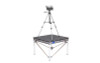 Quik Stage 4' x 4' x 24" High Camera Platform or Riser with Diagonal Cross Braces. Angle Side View with Camera