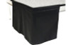 12 Inches High Flat No Pleat Black Polyester Stage Skirting with Velcro. FR Rated. - Close up of Flat, no pleat, skirting on stage.