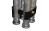 Top rated Quik Stage 4-Leg Leg Clamp For Portable Stage Legs - Closeup of the Clam and Stage Legs