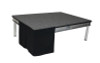 8 Inch High Flat No Pleat Black Polyester Top Rated Stage Skirting with Velcro. FR Rated. - Flat, no pleat, stage skirting.