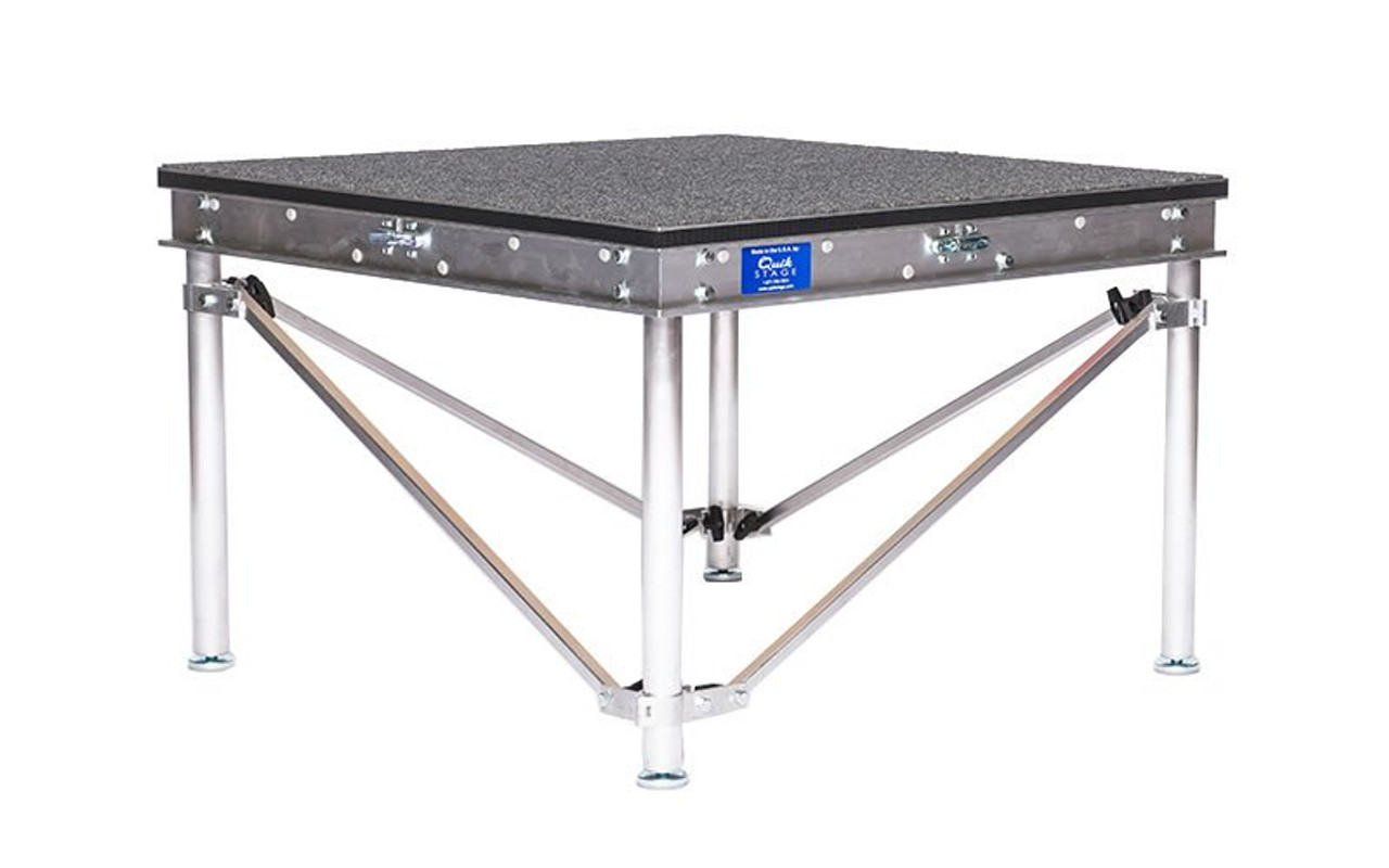 Quik Stage 4' x 4' x 24" High Camera Platform or Riser with Quick Connect Diagonal Cross Braces for Maximum Stability.