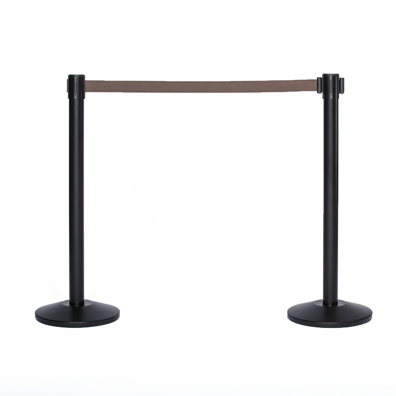 Best Reviewed Pair of Black Retractable Belt Stanchions with a 10' Brown Belt