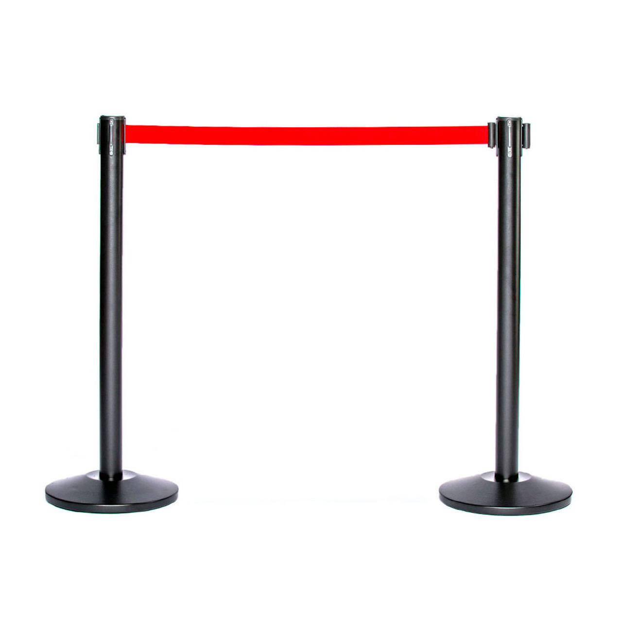 Top Selling Pair of Black Retractable Belt Stanchions with a 10' Red Belt