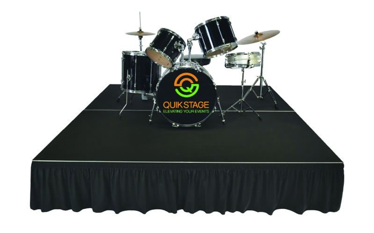 Quik Stage 6' x 8' High Portable Stage Package with Black Polyvinyl Non-Skid Surface. Additional Heights and Surfaces Available - Drum Set is not included