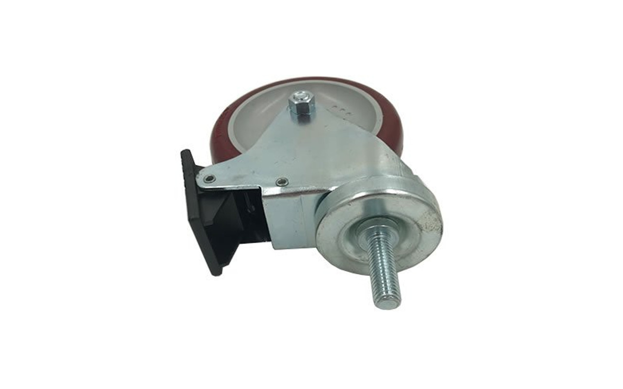 Quik Stage 5" x 1.5" Swivel Caster with Polyurethane Wheel and Total Lock Brake- Locked View