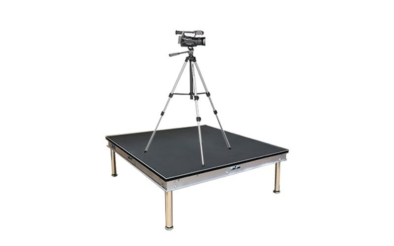 Quik Stage 3' x 4' x 24" High Camera Platform or Riser. Top Angle Side View with Camera