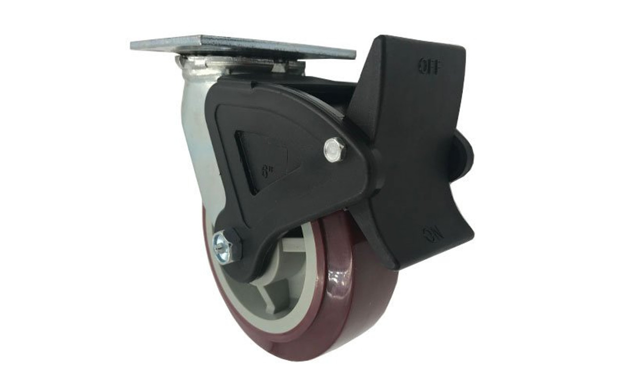 best rated Quik Stage 6" x 2" Swivel Caster with Polyurethane Wheel and Total Lock Brake- Locked Wheel View