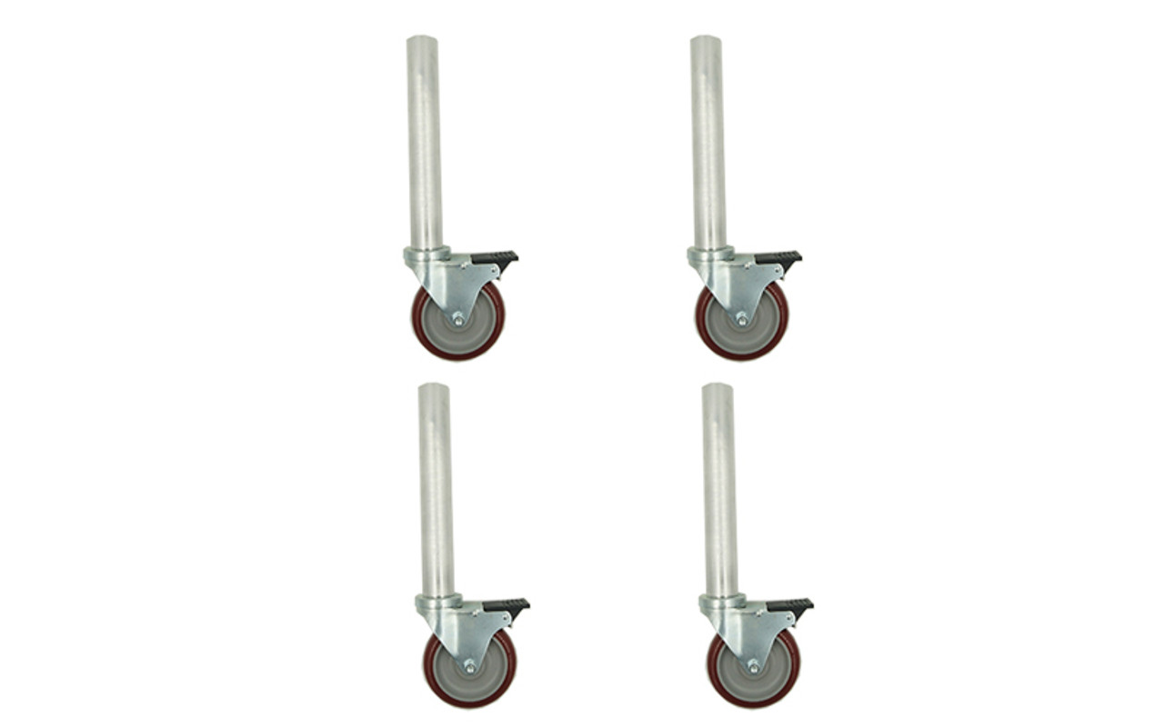 Best Reviewed Set of 4 Single 18" Caster Legs by Quik Stage for Portable Risers or Rolling Risers