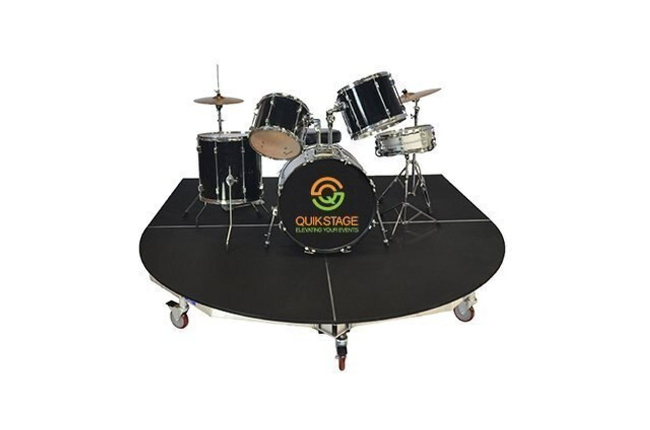 Best reviewed Quik Stage 7' x 8' x 12" High Round Front Rolling Drum Riser Package  - Show drum riser without stage skirting.