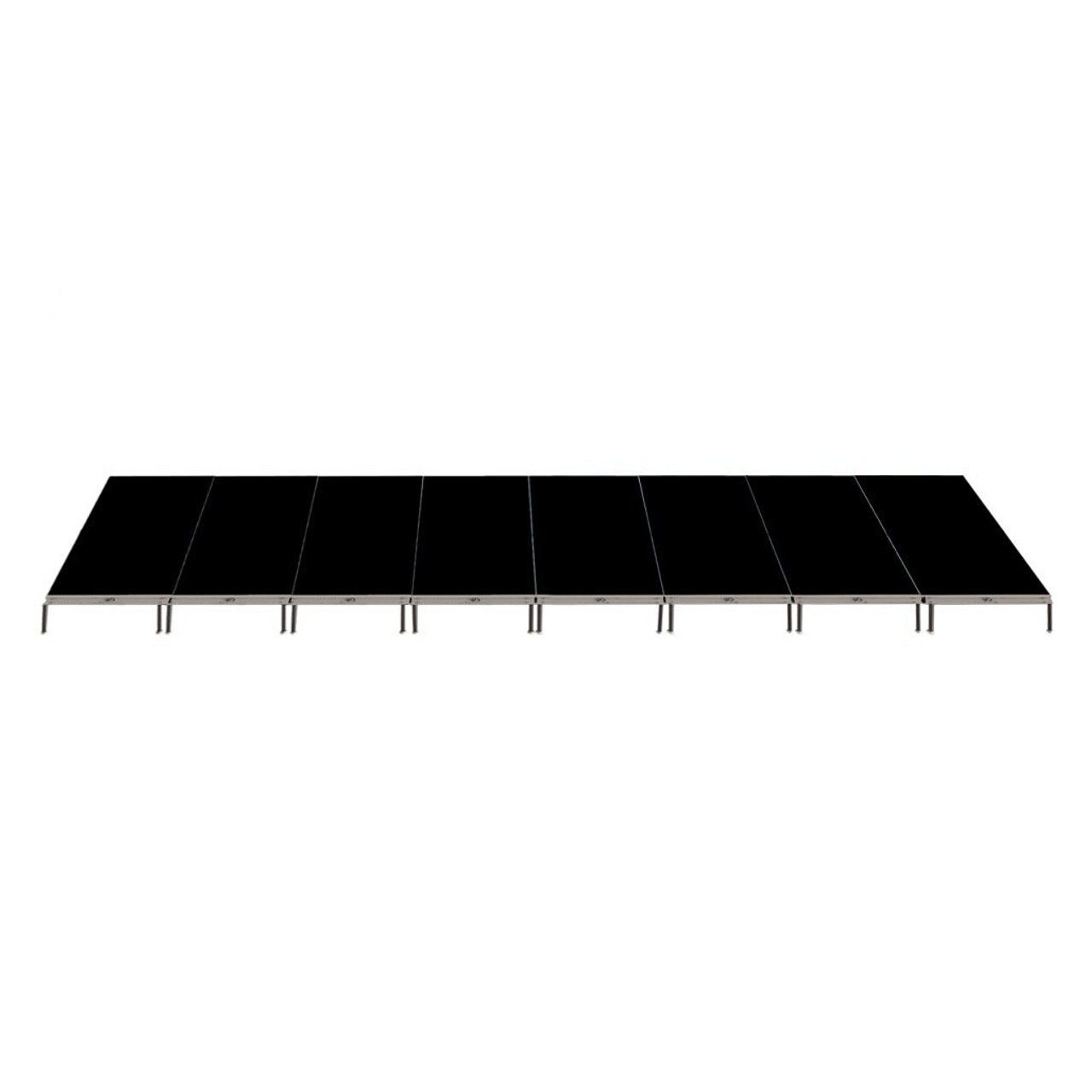 Top rated Quik Stage 8' x 36' x 8" High Portable Stage Package with Black Polyvinyl Non-Skid Surface. Additional Surfaces and Heights Available.