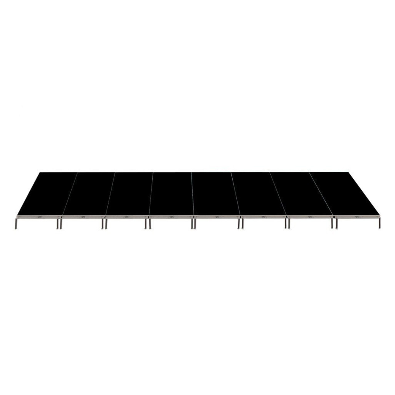 Top rated Quik Stage 8' x 48' x 8" High Portable Stage Package with Black Polyvinyl Non-Skid Surface. Additional Surfaces and Heights Available.