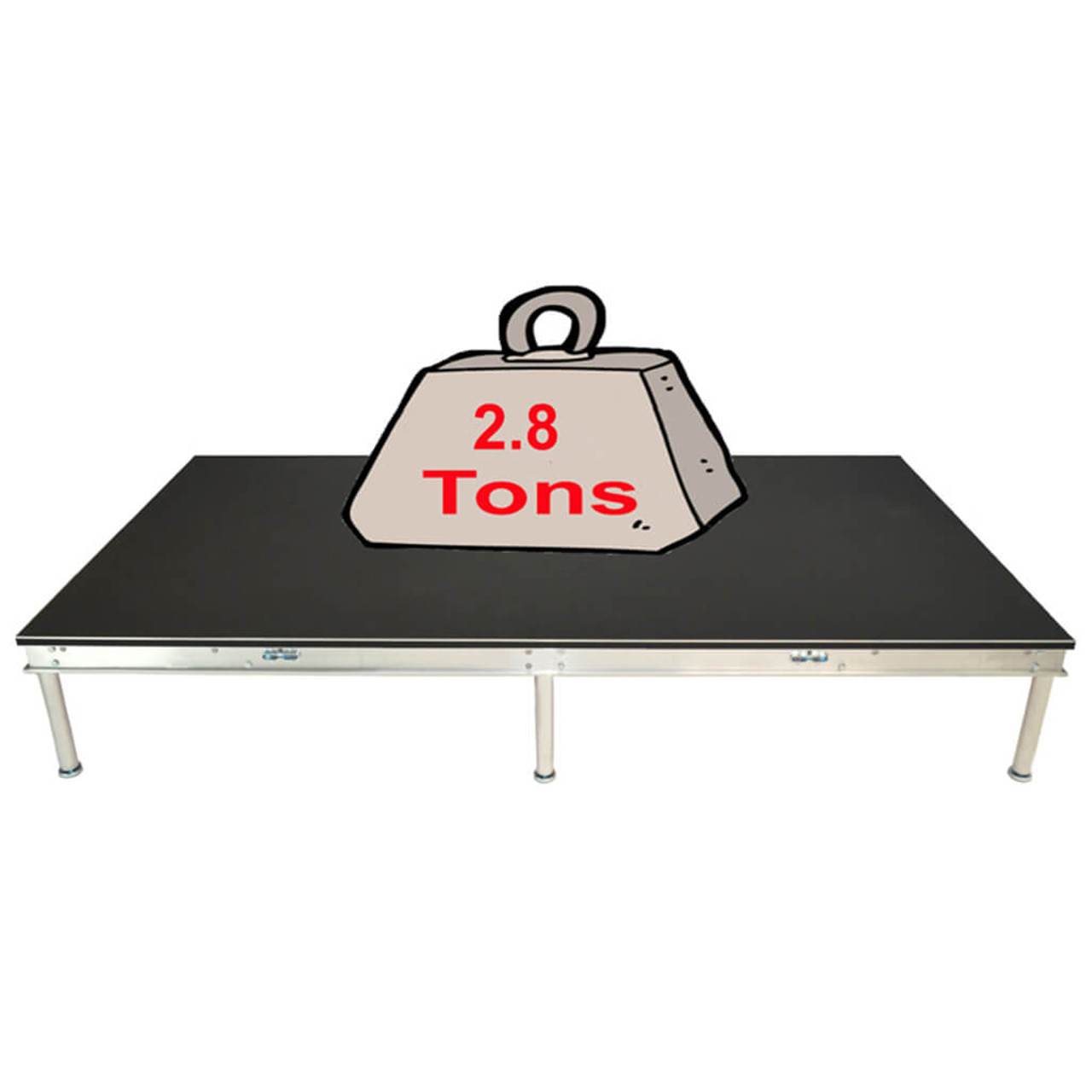 Top rated Quik Stage 16' x 24' High Portable Stage Package with Black Polyvinyl Non-Skid Surface. Additional Heights and Surfaces Available - Holds 2.8 tons per 4 x 8 when spread out evenly