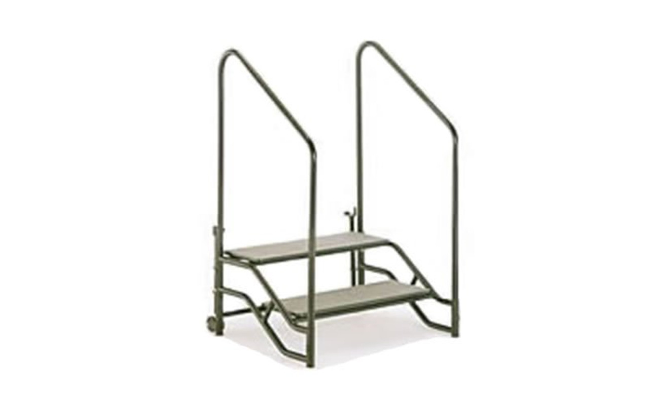 Quik Stage 2-Step Stair Unit with Removable Handrails. For