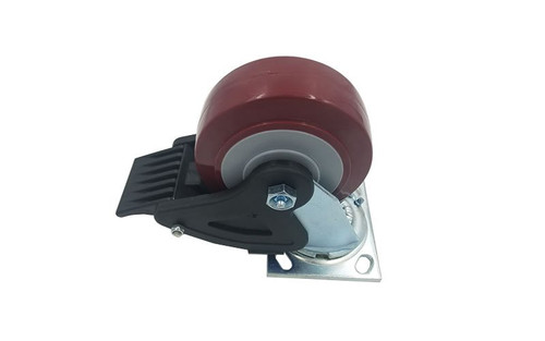 Top seller Quik Stage 5" x 2" Swivel Caster with Polyurethane Wheel and Total Lock Brake- Profile View