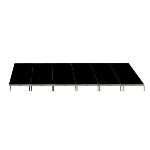 Top Rated Quik Stage 8' x 24' High Portable Stage Package with Black Polyvinyl Non-Skid Surface. Additional Heights and Surfaces Available - Front view