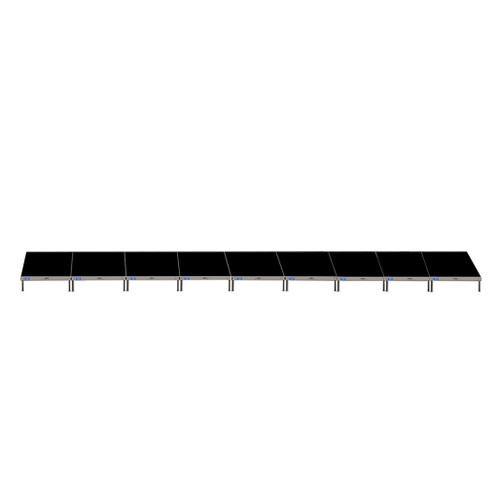 Top Rated Quik Stage 4' x 36' High Portable Stage Package with Black Polyvinyl Non-Skid Surface. Additional Heights and Surfaces Available - Front view