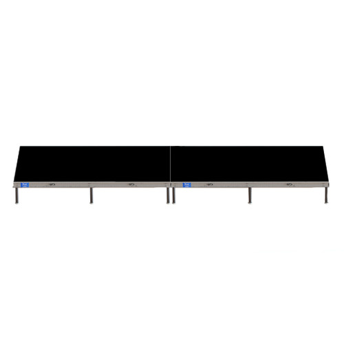 Top Rated Quik Stage 4' x 16' High Portable Stage Package with Black Polyvinyl Non-Skid Surface. Additional Heights and Surfaces Available - Front view