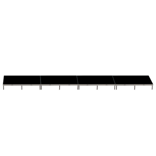 Top Rated Quik Stage 4' x 32' High Portable Stage Package with Black Polyvinyl Non-Skid Surface. Additional Heights and Surfaces Available - Front view