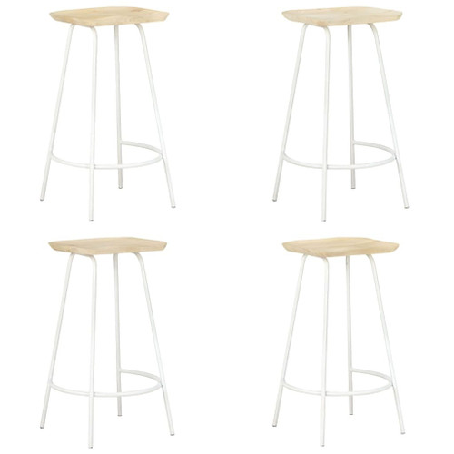 Bar Stool Set of 4 Bleached wood and white