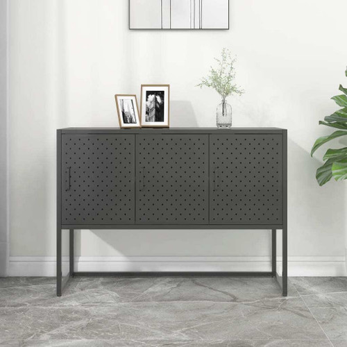 Sideboard Charcoal Steel Medium Adjustable Feet Sideboard