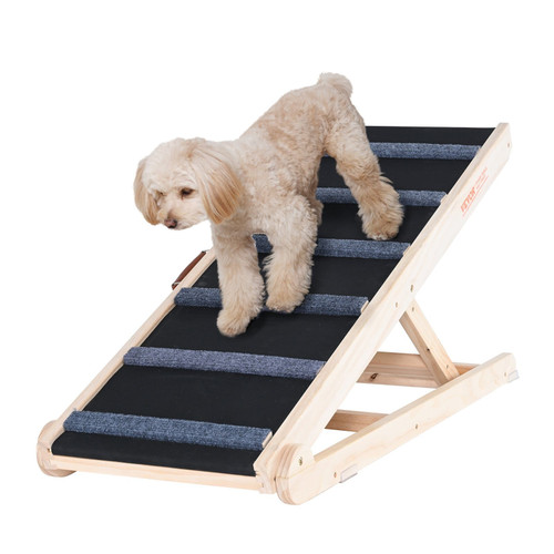 Dog Ramp, Folding Pet Ramp for Bed, Adjustable Dog Ramp for Small, Large, Old Dogs & Cats, Wooden P
