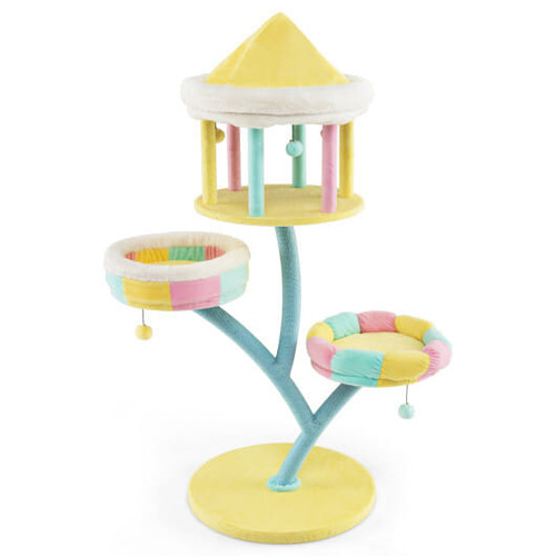 Multi-Layer Cat Tree with 2 Removable Perches Scratching Posts-Color - Color: Color