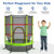 55 Inch Kids Recreational Trampoline Bouncing Jumping Mat with Enclosure Net-Green - Color: Green