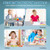 5 Pieces Kids Wooden Activity Play Furniture Set with Building Blocks-Blue - Color: Blue