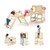7-in-1 Toddler Climbing Toy Connected Table and Chair Set for Boys and Girls Aged 3-14 Years Old-Mu