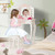 2-in-1 Kids Vanity Table Set with Tri-folding Mirror-Pink - Color: Pink