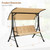 3-Seat Outdoor Porch Swing with Adjustable Canopy and Padded Cushions-Beige - Color: Beige