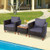 3 Pieces Outdoor Patio Wicker Furniture Set with Cushions and Acacia Wood Coffee Table-Gray - Color