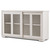 Modern Cream White Wood Buffet Sideboard Cabinet with Glass Sliding Door