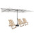 15 Feet Double-Sized Patio Umbrella with Crank Handle and Vented Tops-Beige - Color: Beige