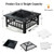 32 Inch 3 in 1 Outdoor Square Fire Pit Table with BBQ Grill and Rain Cover for Camping - Color: Bla