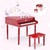 30-Key Wood Toy Kids Grand Piano with Bench and Music Rack-Red - Color: Red