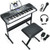 61-Key Electronic Keyboard Piano Starter Set with Stand Bench and Headphones - Color: Black