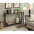 Weathered Grey Wood Console Sofa Table with Bottom Shelf and Metal Frame
