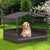 Outdoor Wicker Dog House with Weatherproof Roof-Gray - Color: Gray