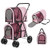 4-in-1 Double Pet Stroller with Detachable Carrier and Travel Carriage-Pink - Color: Pink
