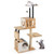 Modern Tall Cat Tower with Double Condos with Dangling Balls and Sisal Carpets-Natural - Color: Nat